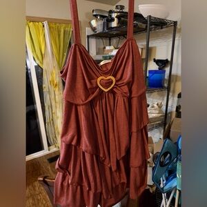 Rosegal Rust Tank Top with Heart Accent